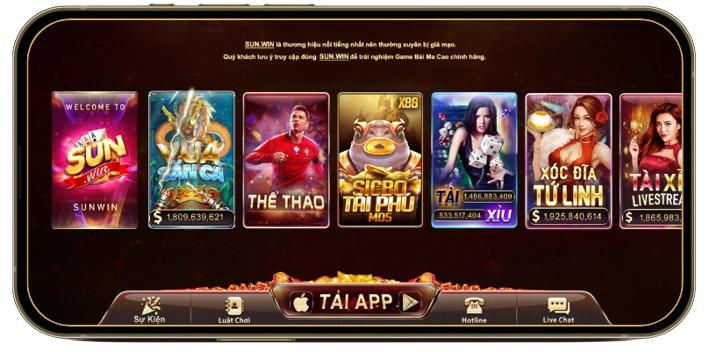 giao diện cổng game sunwin