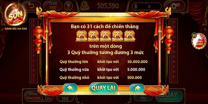 Thần tài Sunwin - Mãn nhãn với kho thưởng lên đến tiền tỷ 2 Trò chơi cung cấp nhiều hũ thưởng khủng hoàn trả lớn